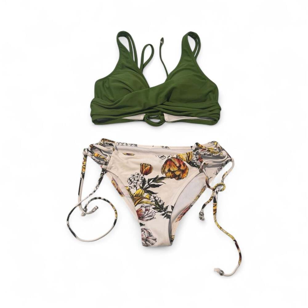 Cupshe Olive Green Floral Bikini Set